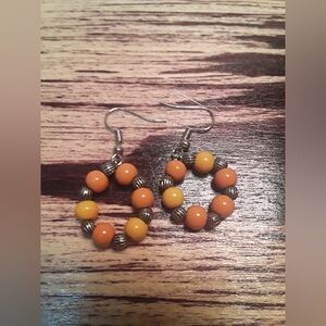 Beautiful Round Earrings Dangling Multicolor Earrings Soft Orange Tones Earrings
